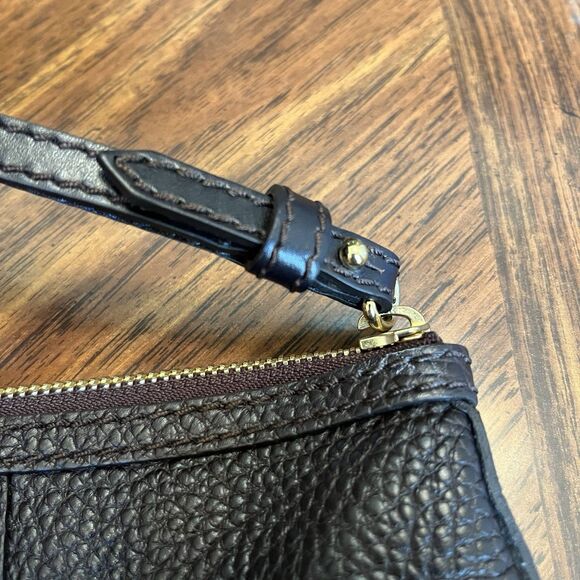 Burberry Calf Leather Dark Brown Wristlet Zip Unisex Handbag Clutch Pouch Bag - Picture 8 of 16